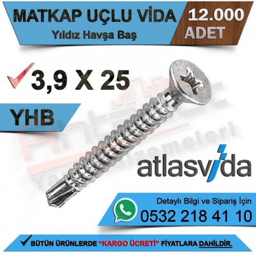 Atlas Matkap Uçlu Vida Yhb 3,9X25 (12.000 Adet)