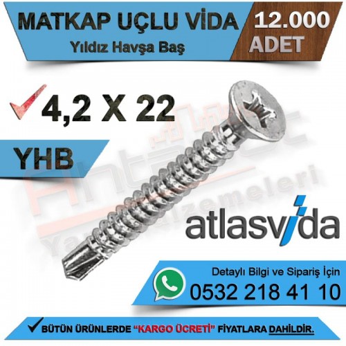 Atlas Matkap Uçlu Vida Yhb 4,2X22 (12.000 Adet)