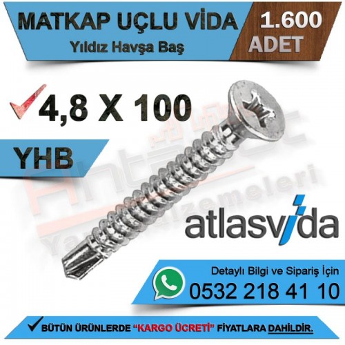 Atlas Matkap Uçlu Vida Yhb 4,8X100 (1.600 Adet)