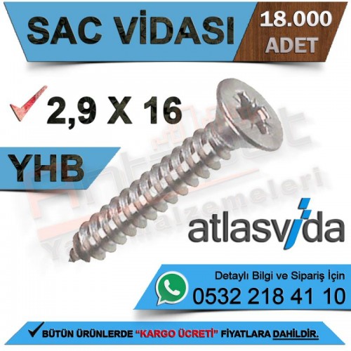 Atlas Sac Vidası Yhb 2,9X16 (18.000 Adet)