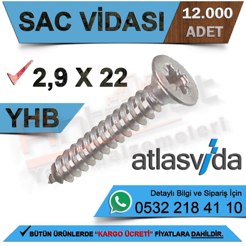 Atlas Sac Vidası Yhb 2,9X22 (12.000 Adet) - Yhb Sac Vidaları