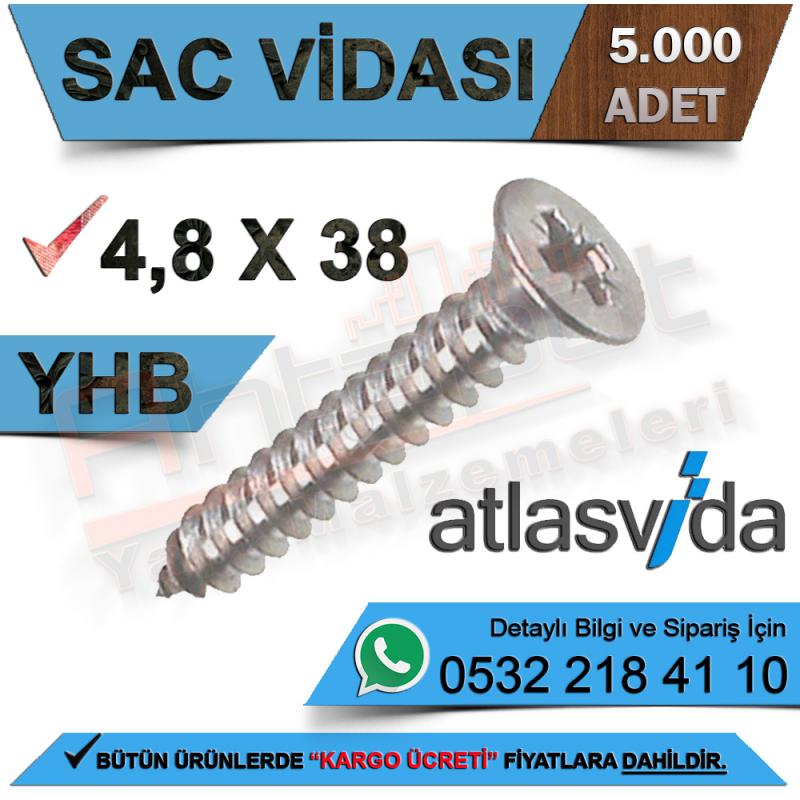Atlas Sac Vidası Yhb 4,8X38 (5.000 Adet) Atlas Sac Vidası Yhb 4,8X38 (5.000 Adet)