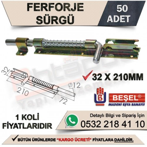 Beşel BA211 Ferforje Sürgü 32x210 Mm Kadmiyum  (50 Adet)