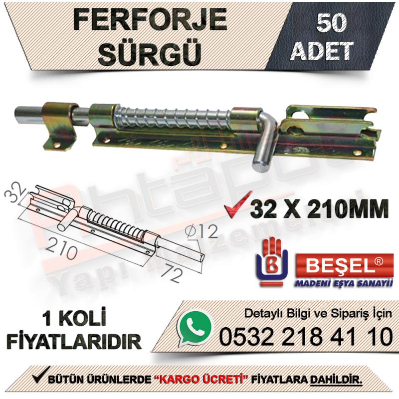 Beşel BA211 Ferforje Sürgü 32x210 Mm Kadmiyum  (50 Adet) - Kapı ve Pencere Sürgüleri