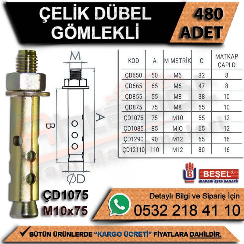 Beşel Çelik Dübel Gömlekli M10x75 (480 Adet) - Metal Dübeller
