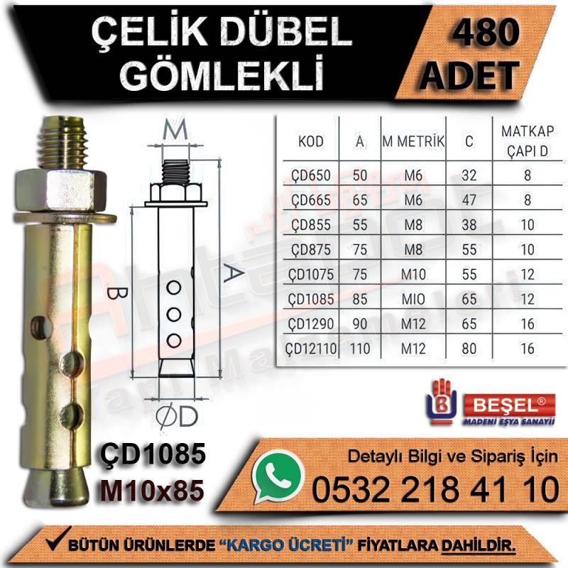 Beşel Çelik Dübel Gömlekli M10x85 (480 Adet) - Metal Dübeller