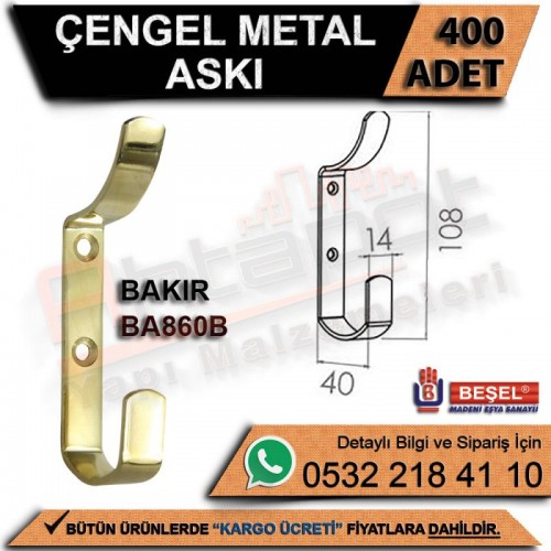 Beşel Çengel Metal Askı Bakır (400 Adet)