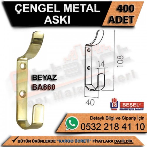 Beşel Çengel Metal Askı Beyaz (400 Adet)