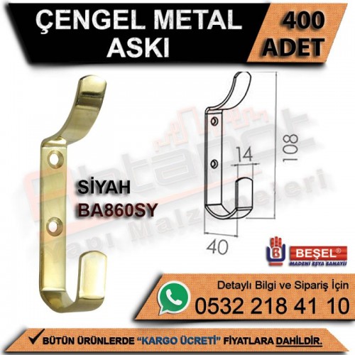 Beşel Çengel Metal Askı Siyah (400 Adet)