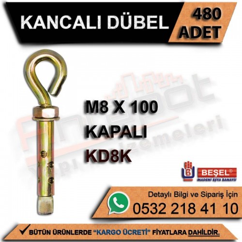 Beşel KD8K Kancalı Dübel Kapalı M8x100 (480 Adet)