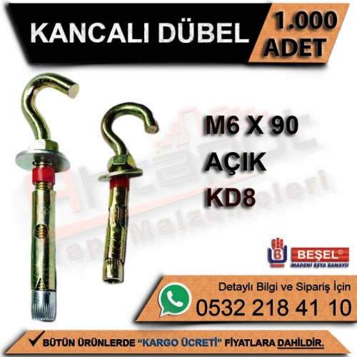 Beşel Kancalı Dübel Açık M6x90 (1000 Adet)