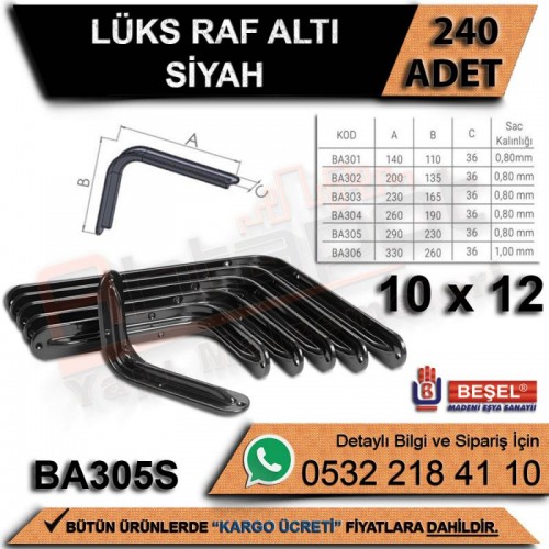 Beşel Lüx Raf Altı Siyah 10x12 (240 Adet)