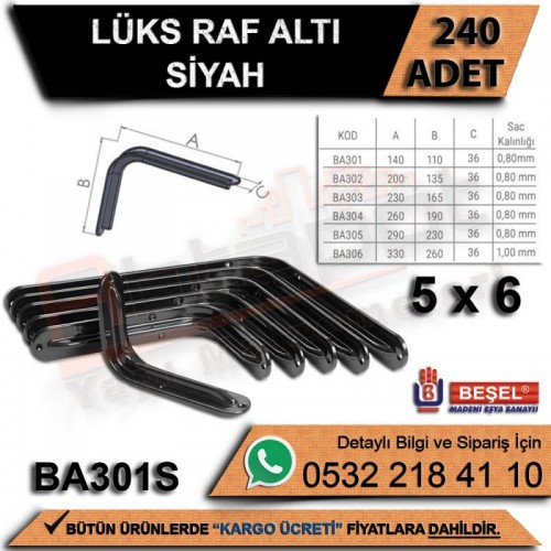 Beşel Lüx Raf Altı Siyah 5x6 (240 Adet)