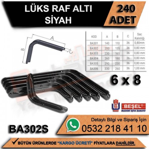 Beşel Lüx Raf Altı Siyah 6x8 (240 Adet)