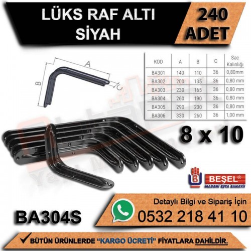 Beşel Lüx Raf Altı Siyah 8x10 (240 Adet)