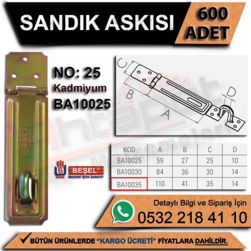 Beşel Sandık Askısı No:25 (600 Adet)