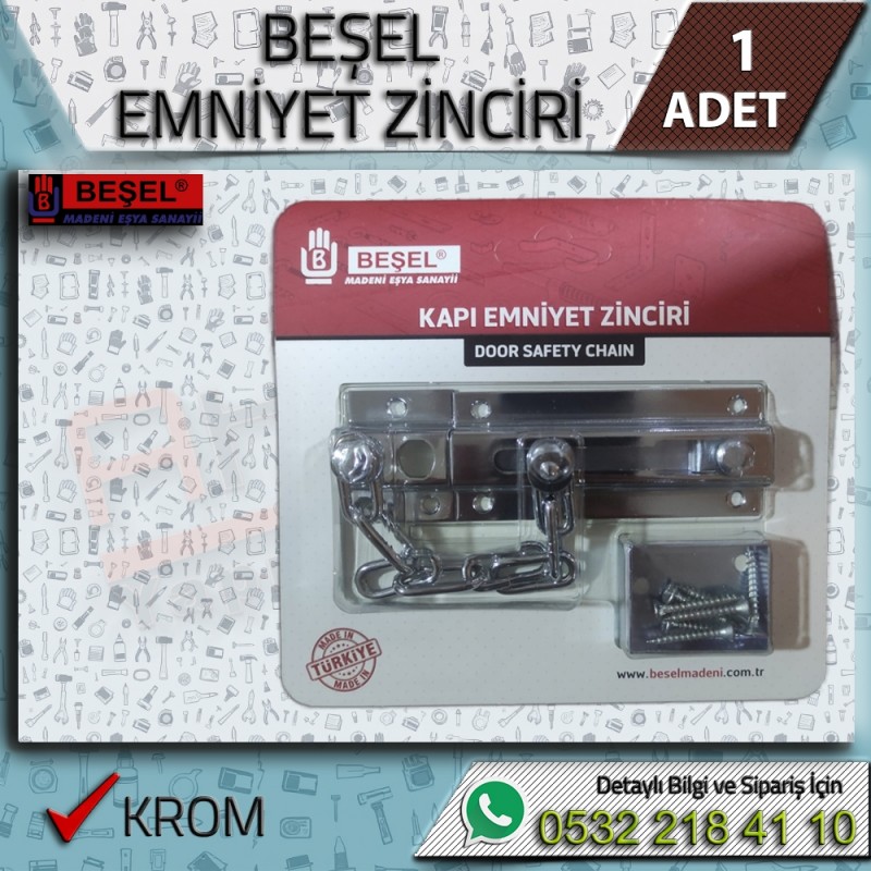 Beşel Sürgülü Kapı Emniyet Zinciri Krom - Kapı ve Pencere Sürgüleri