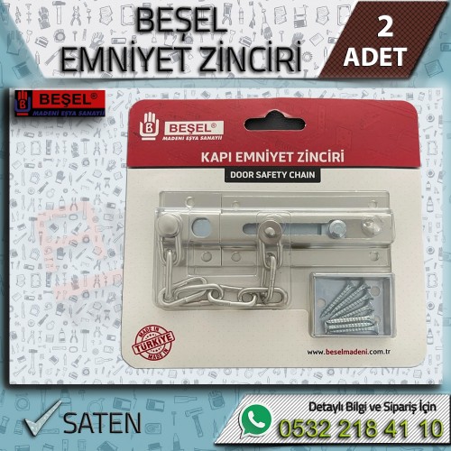 Beşel Sürgülü Kapı Emniyet Zinciri (Saten, 2 Adet)