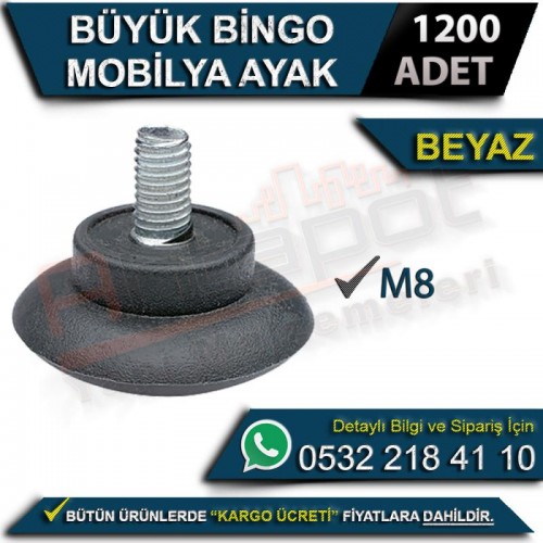 Büyük Bingo Mobilya Ayak M8 Beyaz (1200 Adet)