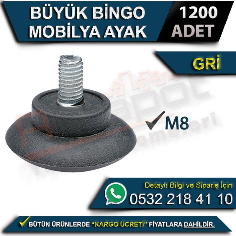 Büyük Bingo Mobilya Ayak M8 Gri (1200 Adet) - Mobilya Ayakları