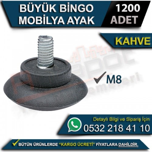 Büyük Bingo Mobilya Ayak M8 Kahve (1200 Adet)