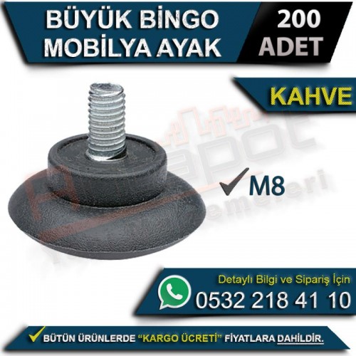 Büyük Bingo Mobilya Ayak M8 Kahve (200 Adet)