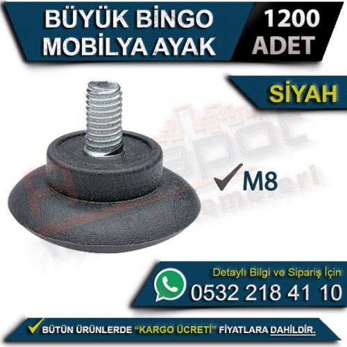 Büyük Bingo Mobilya Ayak M8 Siyah (1200 Adet)