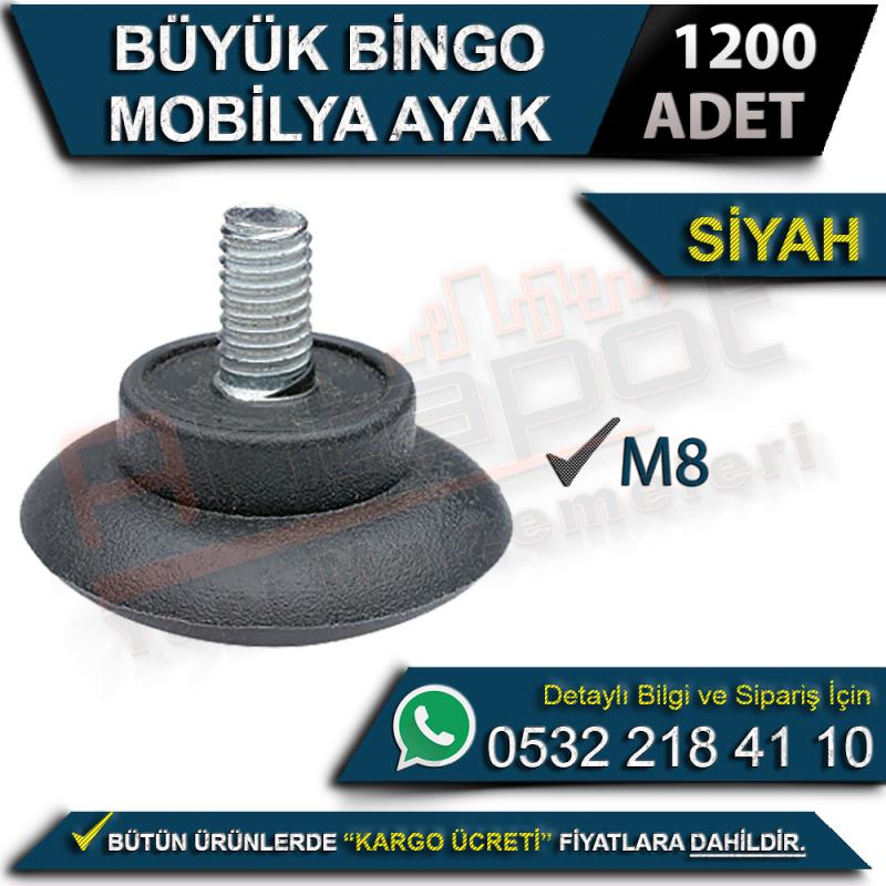 Büyük Bingo Mobilya Ayak M8 Siyah (1200 Adet) - Mobilya Ayakları