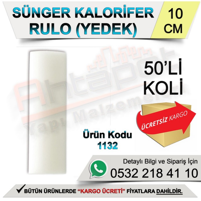 Dekor 1132 Sünger Kalorifer Rulo Yedek 10 Cm (50 Adet) - Rulo ve Fırçalar
