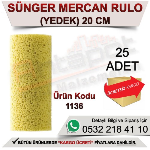 Dekor 1136 Sünger Mercan Rulo Yedek 20 Cm (25 Adet)