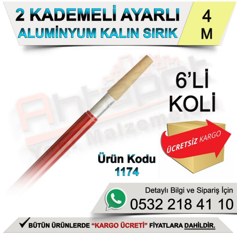 Dekor 1174 2 Kademeli Ayarlı Alüminyum Kalın Sırık 4 Mt (6 Adet)