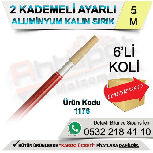 Dekor 1176 2 Kademeli Ayarlı Alüminyum Kalın Sırık 5 Mt (6 Adet)
