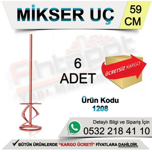 Dekor 1208 Harç Mikser Ucu Altıgen 59 Cm (6 Adet)