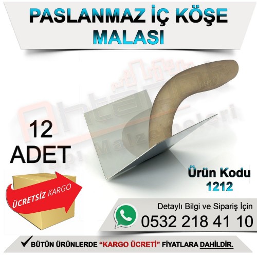 Dekor 1212 Paslanmaz İç Köşe Malası (12 Adet)