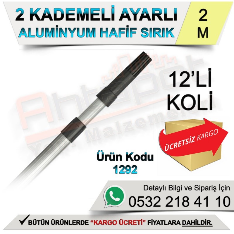 Dekor 1292 2 Kademeli Ayarlı Alüminyum Hafif Sırık 2 Mt (12 Adet)