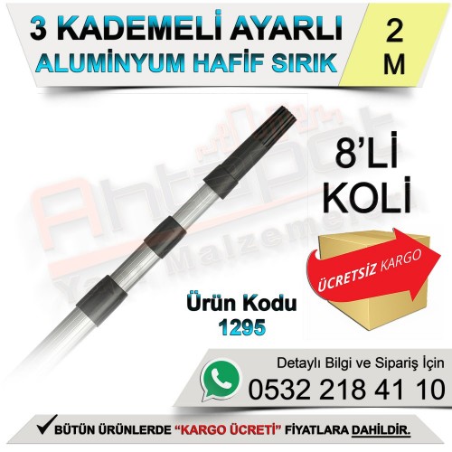 Dekor 1295 3 Kademeli Ayarlı Alüminyum Hafif Sırık 2 Mt (8 Adet)
