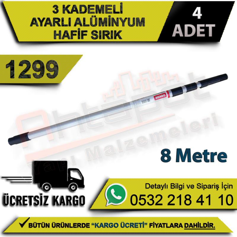Dekor 1299 3 Kademeli Ayarlı Alüminyum Hafif Sırık 8 Mt (4 Adet)
