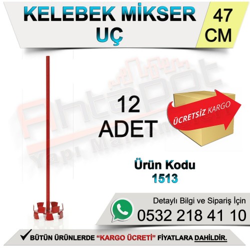 Dekor 1513 Kelebek Mikser Uç Altıgen 47 Cm (12 Adet)