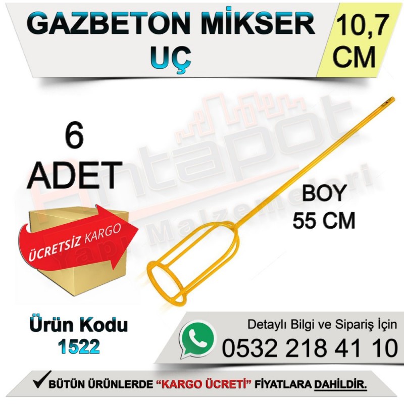 Dekor 1522 Gazbeton Mikser Uç Sds Plus 55 Cm (6 Adet) - Mikser Uçları