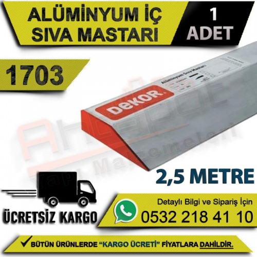 Dekor 1703 Alüminyum İç Sıva Mastarı 2,5 Mt (1 Adet)