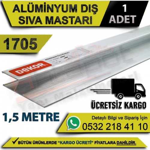 Dekor 1705 Alüminyum Dış Sıva Mastarı 1,5 Mt (1 Adet)