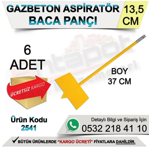 Dekor 2541 Gazbeton Aspiratör Baca Pançı 36 Cm (6 Adet)