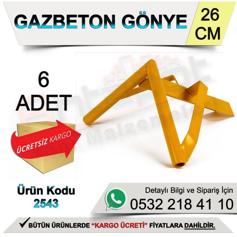 Dekor 2543 Gazbeton Gönye 26 Cm (6 Adet) - Gazbeton El Aletleri
