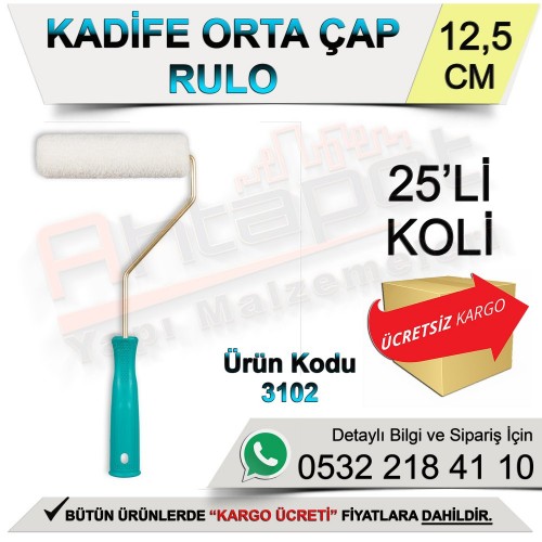 Dekor 3102 Kadife Orta Çap Rulo 12,5 Cm (25 Adet)