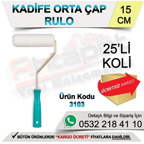 Dekor 3103 Kadife Orta Çap Rulo 15 Cm (25 Adet)
