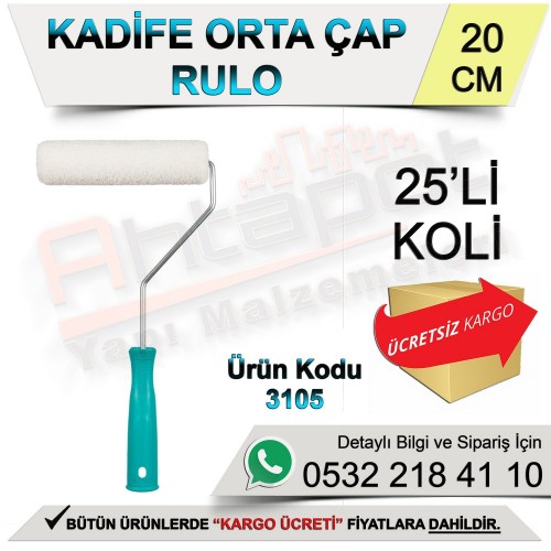 Dekor 3105 Kadife Orta Çap Rulo 20 Cm (25 Adet)