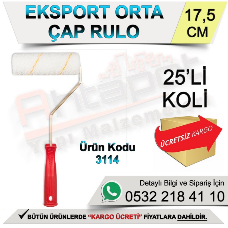 Dekor 3114 Eksport Orta Çap Rulo 17,5 Cm (25 Adet) - Rulo ve Fırçalar