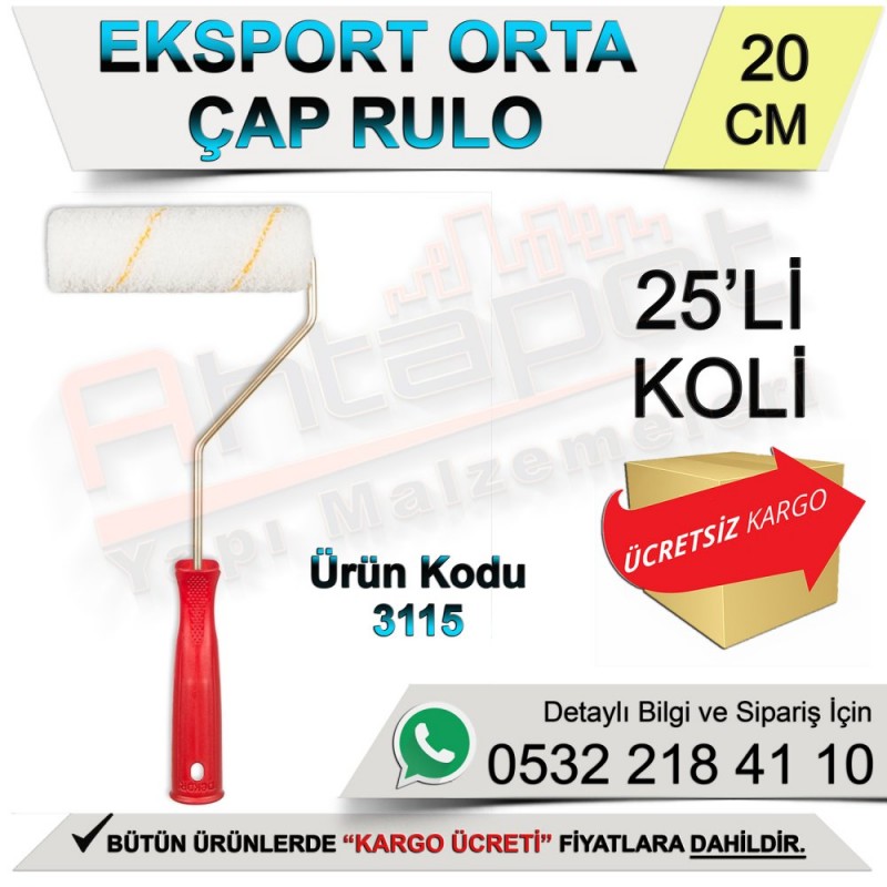 Dekor 3115 Eksport Orta Çap Rulo 20 Cm (25 Adet) - Rulo ve Fırçalar