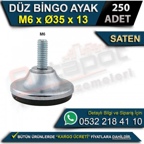 Düz Bingo Ayak M6xø35x13 Saten (250 Adet)