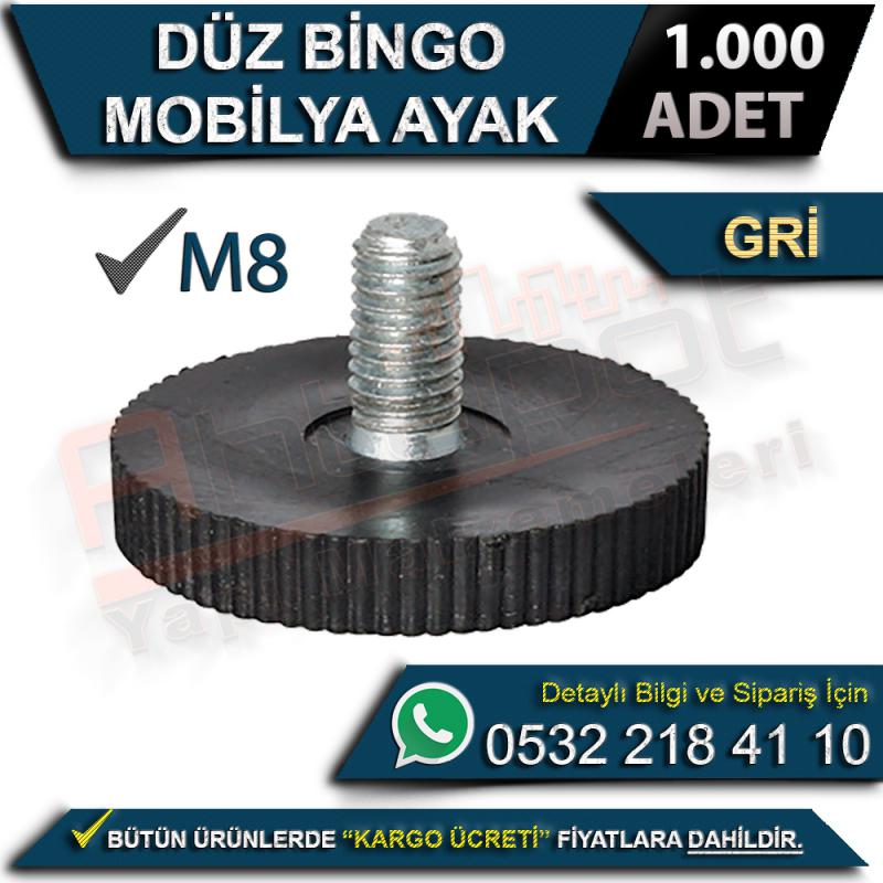 Düz Bingo Mobilya Ayak M8 Gri (1000 Adet) - Mobilya Ayakları